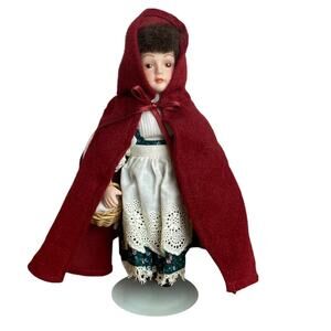 Avon Vintage 1985 Fairy Tale Porcelain Doll Little Red Riding Hood Vintage 8"